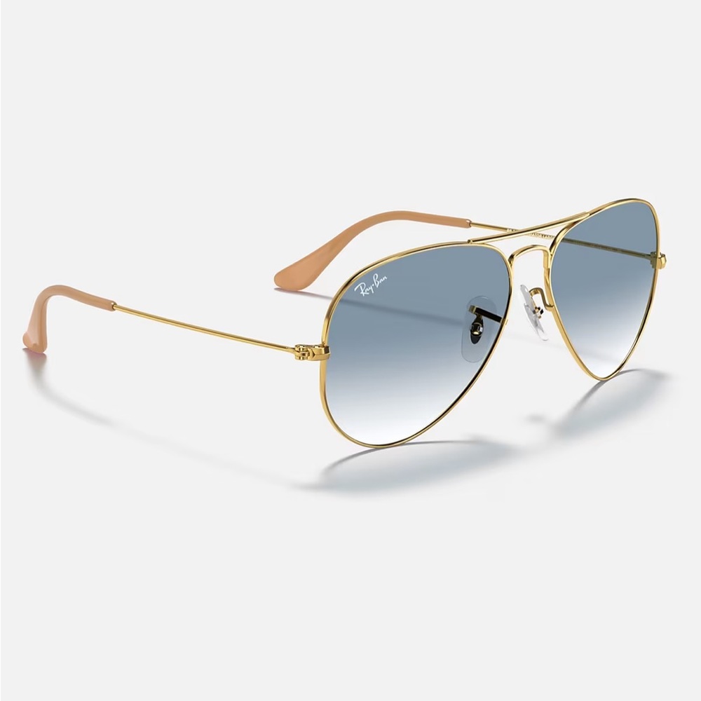 Ray-Ban Gold Frame Blue Gradient Lens Aviator Sunglasses